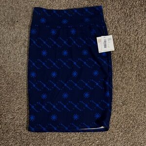 LuLaRoe Cassie Navy and Blue Geometric Pencil Skirt